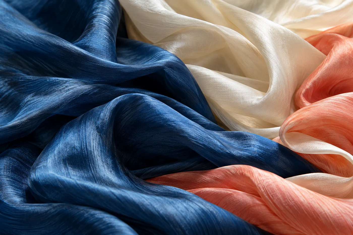 Silk fabric rolls and textures